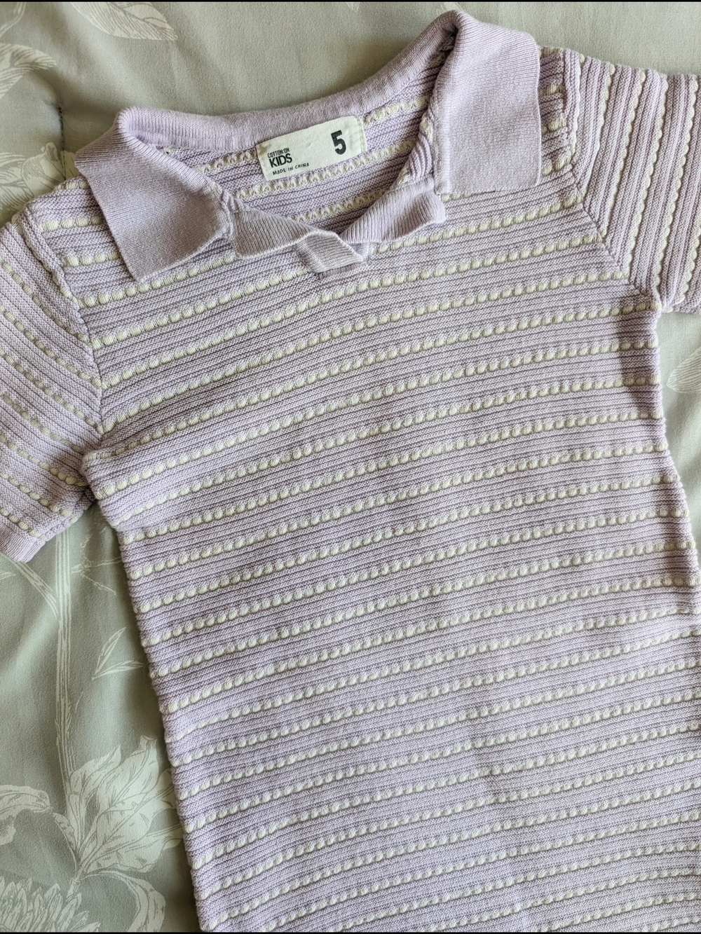Girls' Knit Lavender Polo Top - Size 5